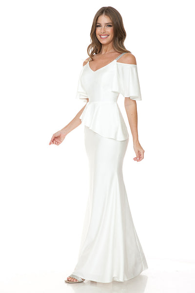 Vestido de novia con escote en V y mangas con volantes, de Lenovia 5282