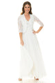 Wedding Dress V-Neck 3/4 Sleeve A-Line Bridal Gown By Lenovia 5237