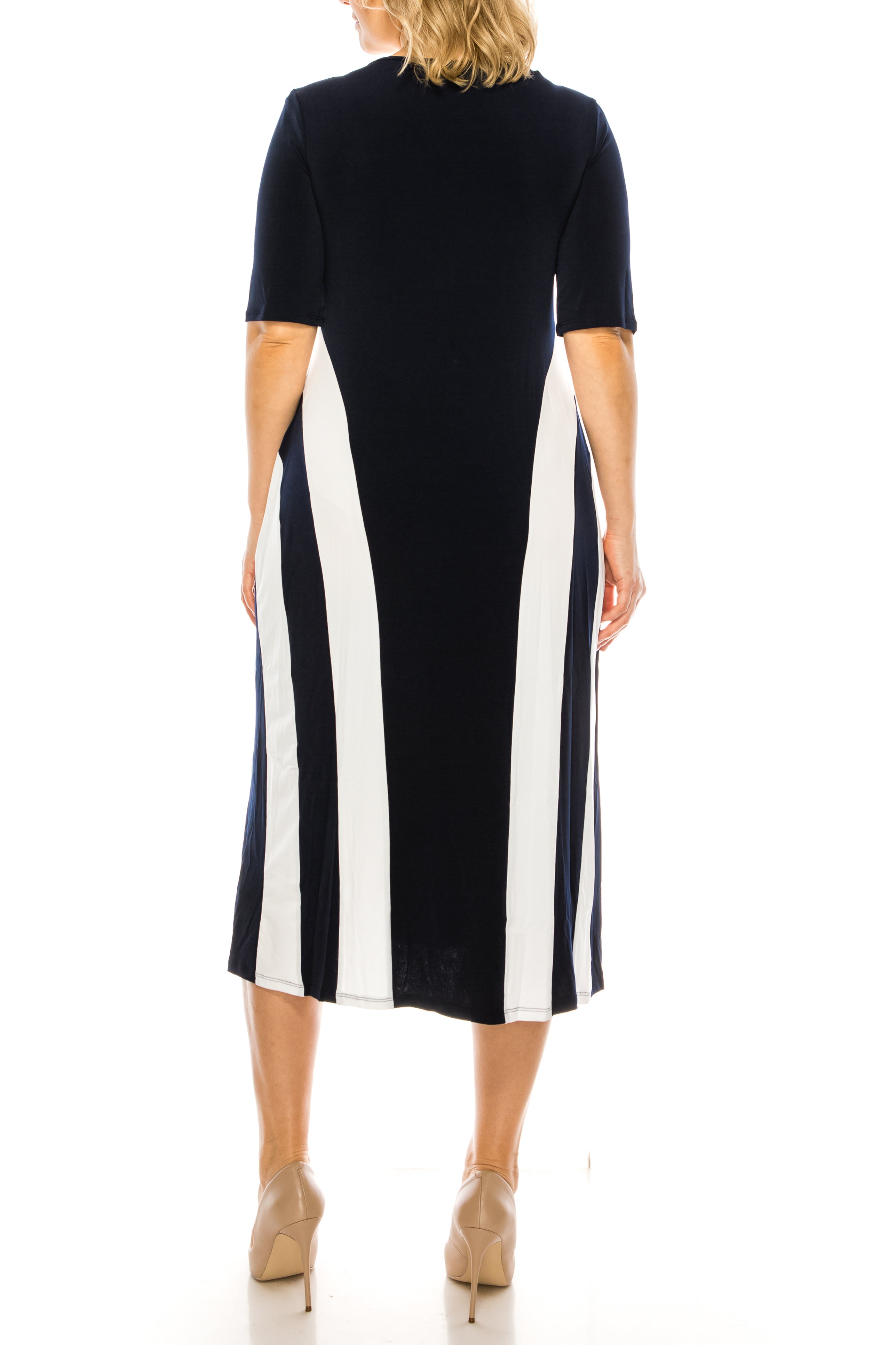 ILE Clothing ITS300 Short Sleeve Side Stripe Jersey Midi Dress