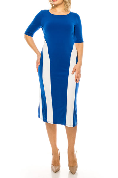 ILE Clothing ITS300 Short Sleeve Side Stripe Jersey Midi Dress