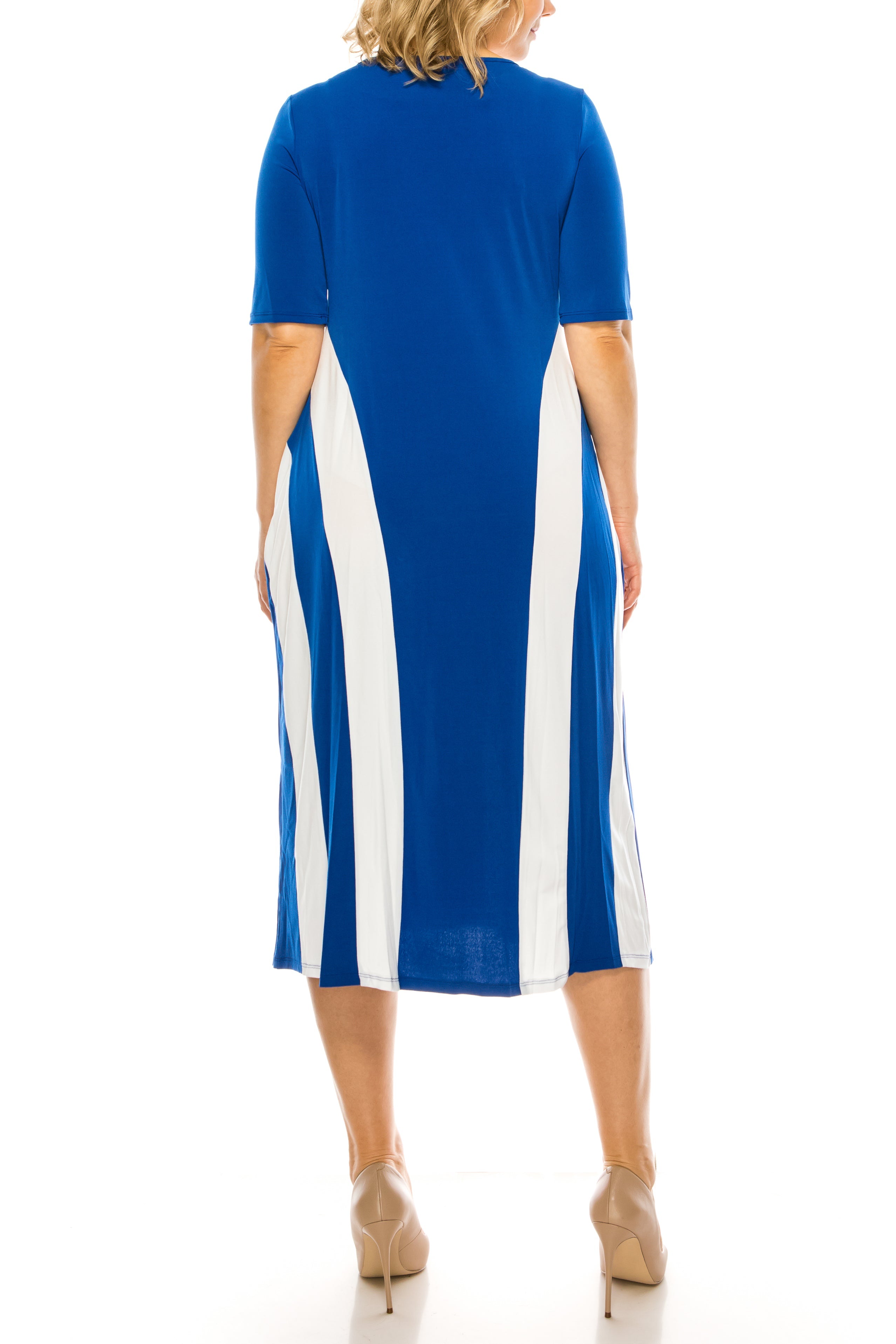 ILE Clothing ITS300 Short Sleeve Side Stripe Jersey Midi Dress