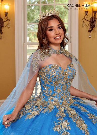 Strapless Sweetheart 3D Floral Lace Appliqué Glitter Tulle Ball Gown by Rachel Allan RQ1111