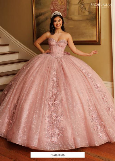 Sweetheart Beaded Corset 3D Floral Appliqué Glitter Tulle Ball Gown by Rachel Allan RB1195