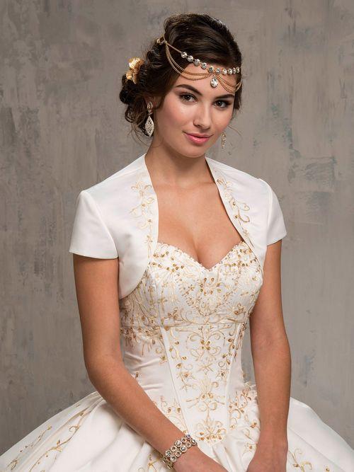 Sweetheart Strapless Embroidered Ball Gown with Bolero Quinceañera Dress by Rachel Allan 4Q516
