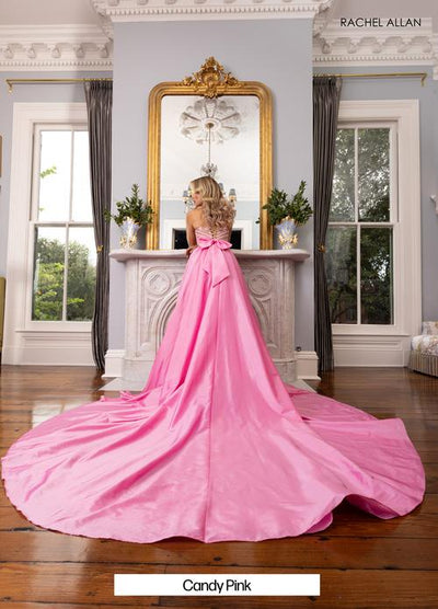 Beaded Sequin Sheath Prom Formal Gown with Taffeta Overskirt by Rachel Allan OVL1000