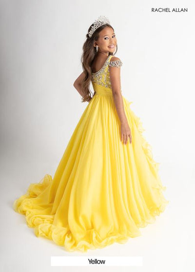 Cold Shoulder Illusion Neckline Crystal Beaded Ruched Bodice Ball Gown by Rachel Allan 10302