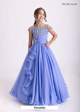 Cold Shoulder Illusion Neckline Crystal Beaded Ruched Bodice Ball Gown by Rachel Allan 10302