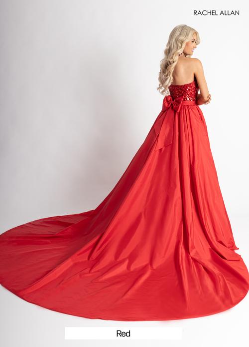 Beaded Sequin Sheath Prom Formal Gown with Taffeta Overskirt by Rachel Allan OVL1000