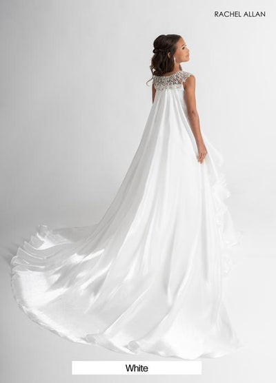Jewel Illusion Neck Crystal Beaded Pleated Bodice Tiered Organza Ball Gown Dress by Rachel Allan 10310