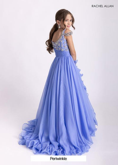 Cold Shoulder Illusion Neckline Crystal Beaded Ruched Bodice Ball Gown by Rachel Allan 10302