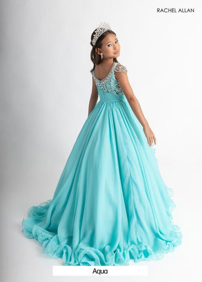 Cold Shoulder Illusion Neckline Crystal Beaded Ruched Bodice Ball Gown by Rachel Allan 10302