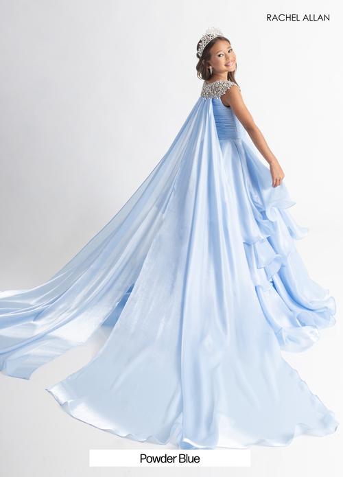 Jewel Illusion Neck Crystal Beaded Pleated Bodice Tiered Organza Ball Gown Dress by Rachel Allan 10310