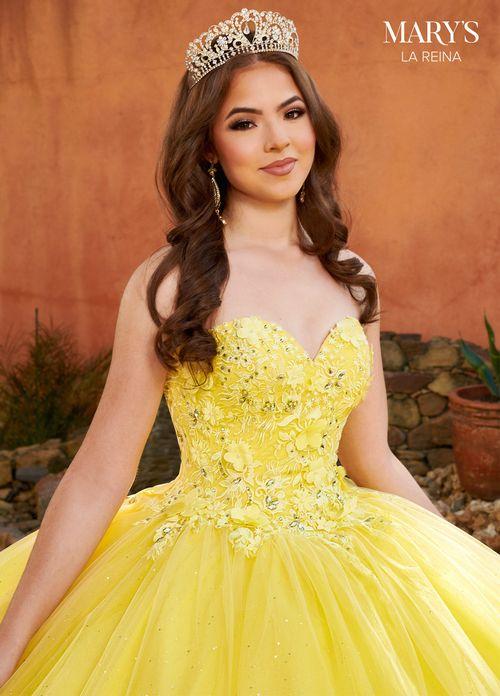 Strapless Sweetheart 3D Floral Lace Appliqué Glitter Tulle Quinceañera Dress by Rachel Allan MQ2159