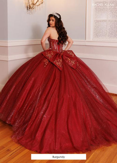 Quinceañera Ball Gown with Embroidery and Detachable Puff Sleeve by Rachel Allan RQ9001