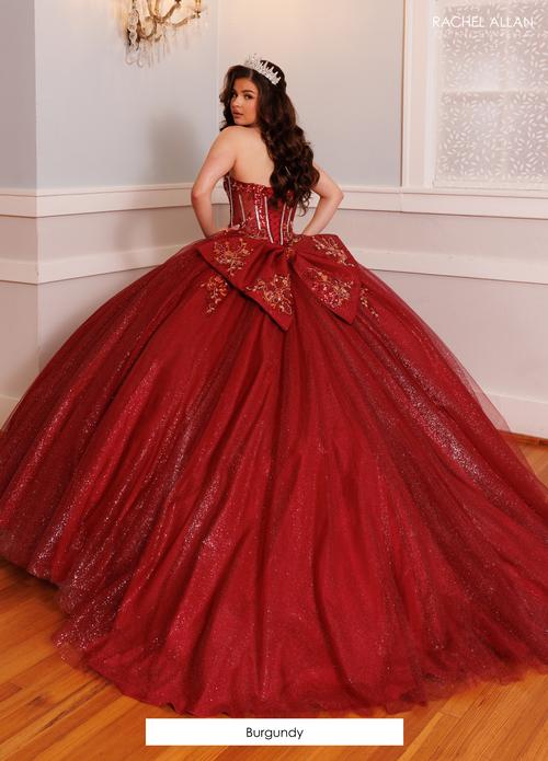 Quinceañera Ball Gown with Embroidery and Detachable Puff Sleeve by Rachel Allan RQ9001