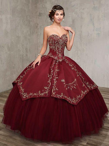 Sweetheart Strapless Embroidered Ball Gown with Bolero Quinceañera Dress by Rachel Allan 4Q516