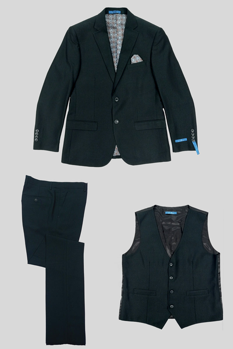 Traje de hombre de corte entallado con dos botones y estampado ojo de pájaro verde oscuro