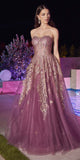 Ladivine J852 Floor Length Strapless Tulle Gown