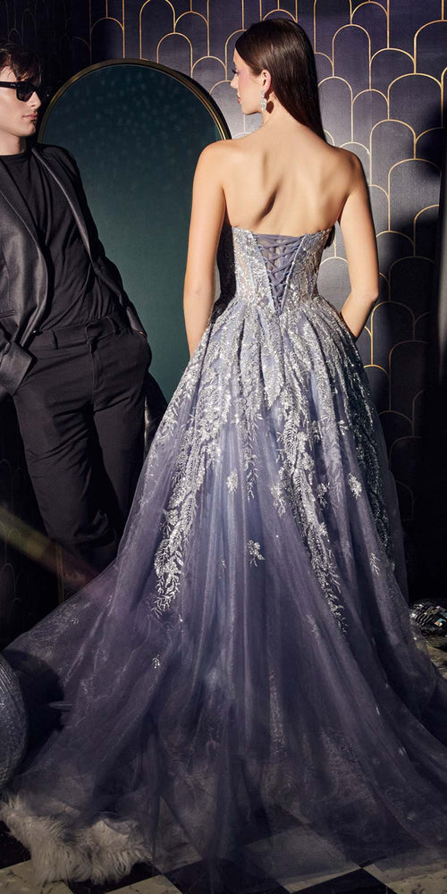 Ladivine J852 Floor Length Strapless Tulle Gown