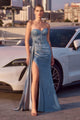 Ladivine J884 Dress Strapless Fitted Satin Corset Gown