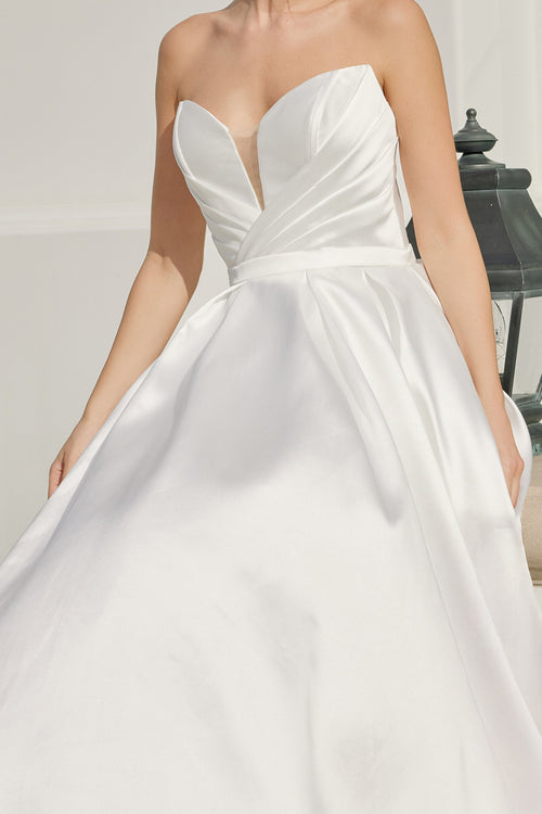Nox Anabel JE1075 Strapless A-Line Long Wedding Dress with Train
