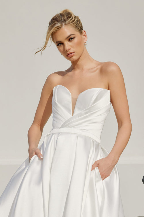 Nox Anabel JE1075 Strapless A-Line Long Wedding Dress with Train