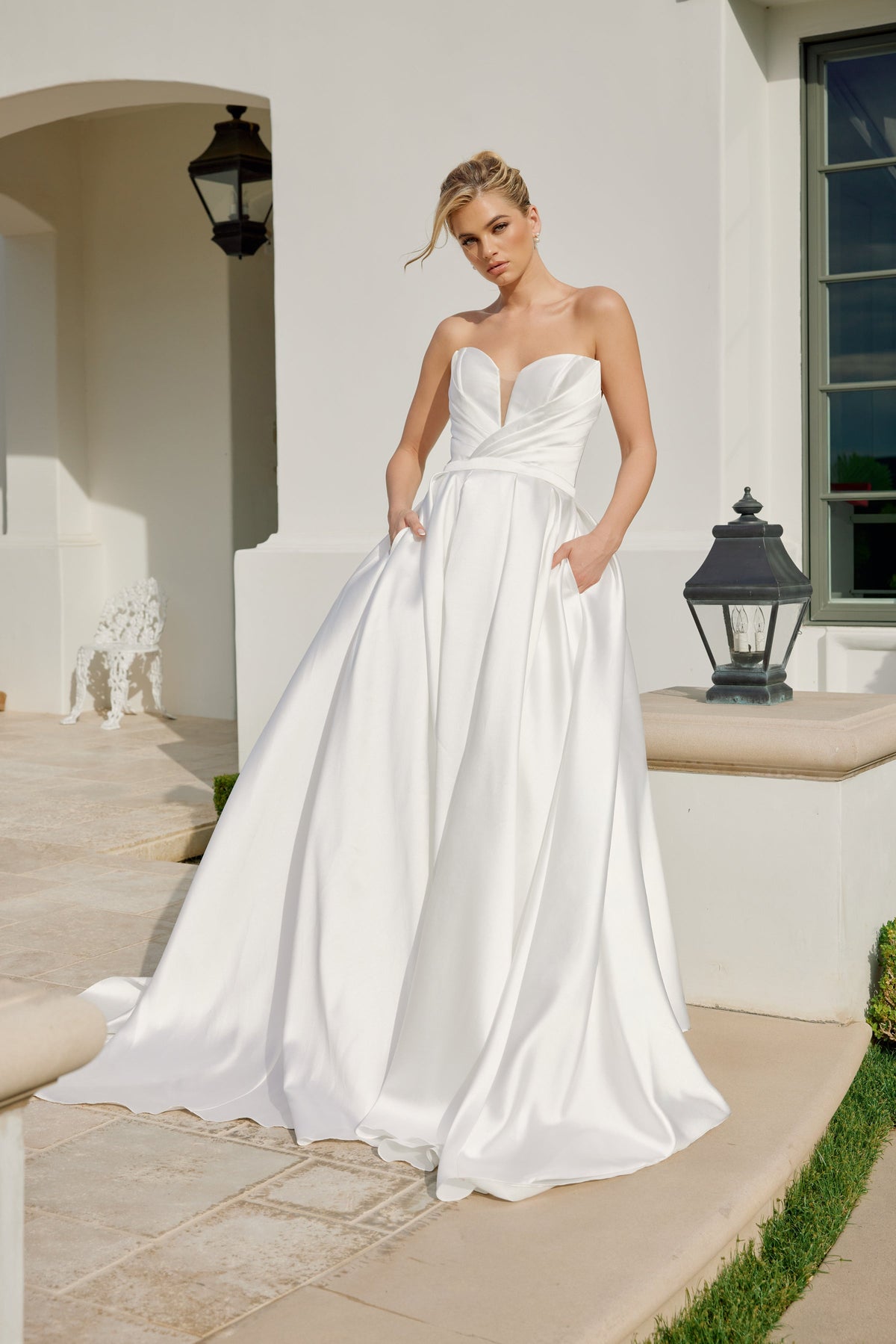 Nox Anabel JE1075 Strapless A-Line Long Wedding Dress with Train