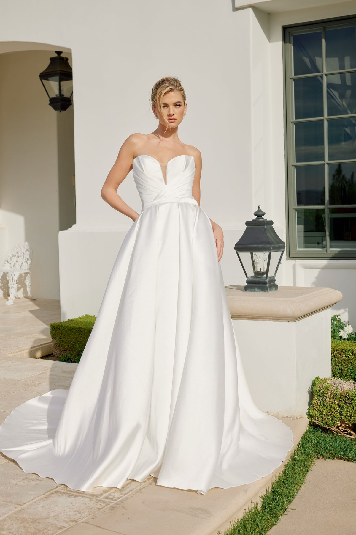 Nox Anabel JE1075 Strapless A-Line Long Wedding Dress with Train