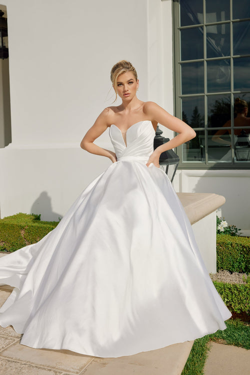Nox Anabel JE1075 Strapless A-Line Long Wedding Dress with Train