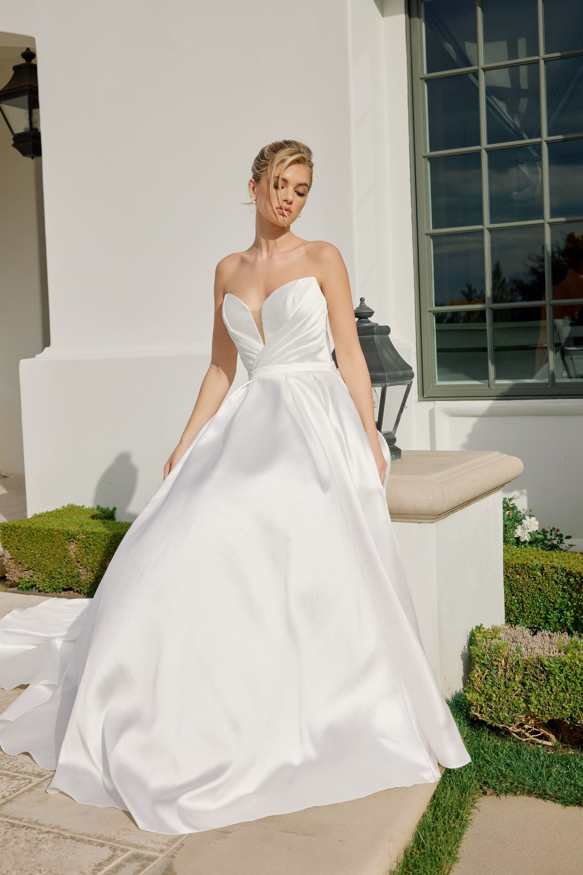 Nox Anabel JE1075 Strapless A-Line Long Wedding Dress with Train