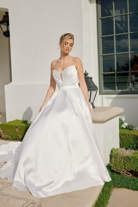 Nox Anabel JE1075 Strapless A-Line Long Wedding Dress with Train