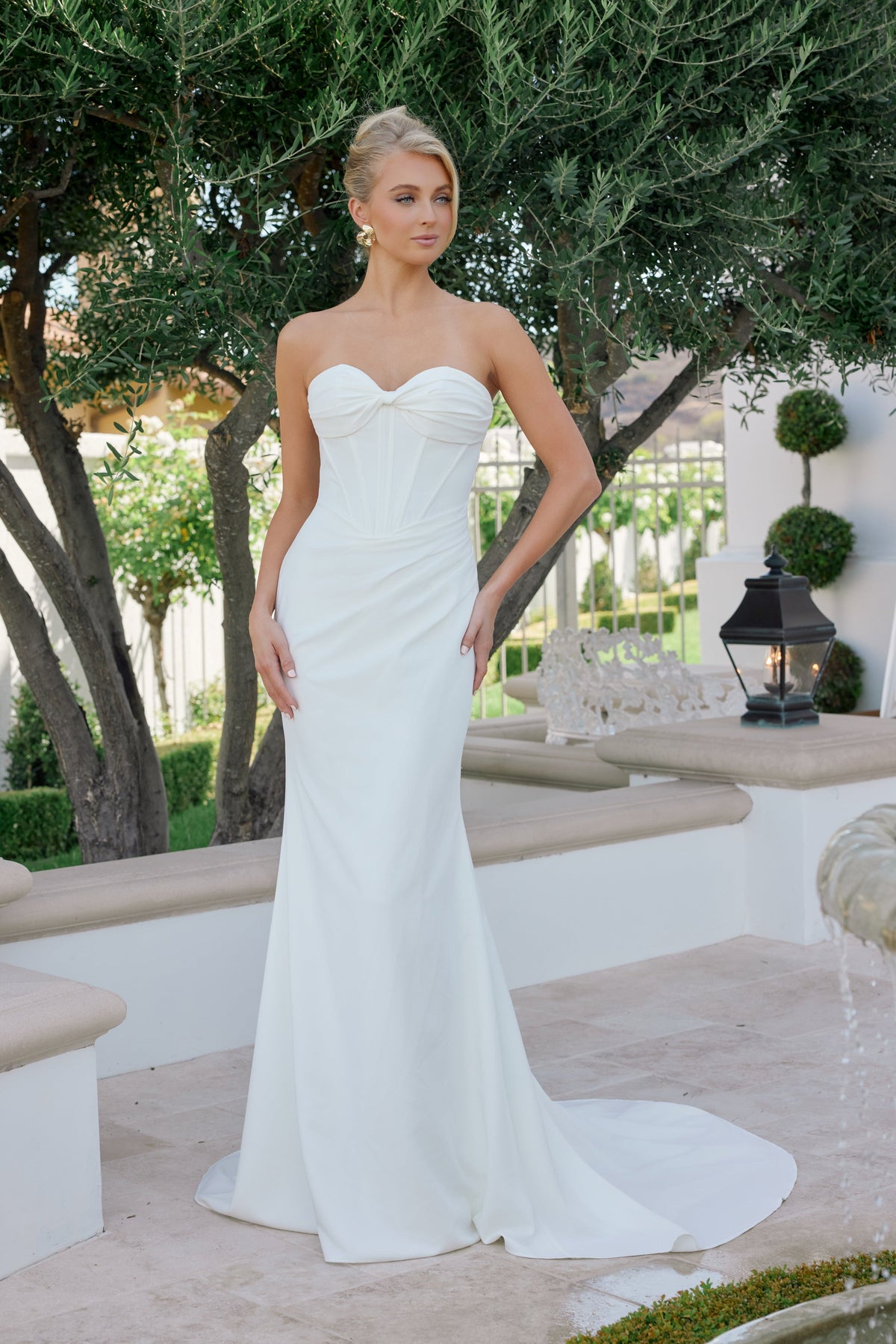 Nox Anabel JE1081 Strapless Fitted Long Corset Wedding Dress with Train
