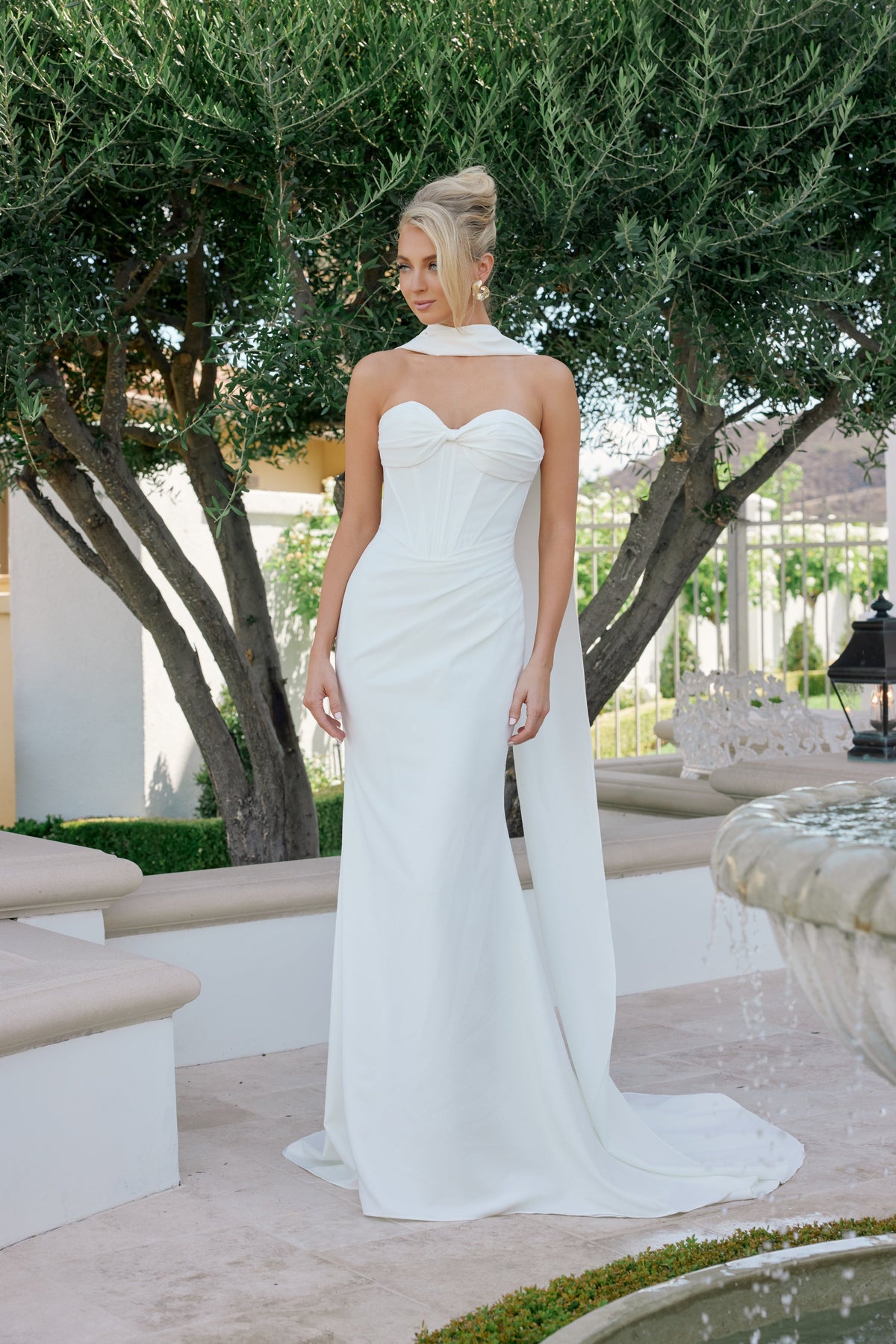 Nox Anabel JE1081 Strapless Fitted Long Corset Wedding Dress with Train