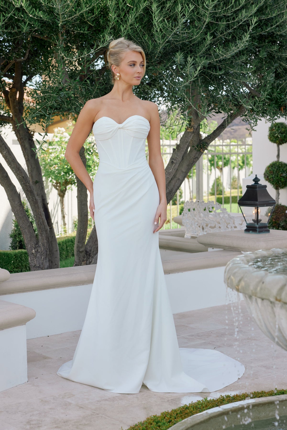 Nox Anabel JE1081 Strapless Fitted Long Corset Wedding Dress with Train