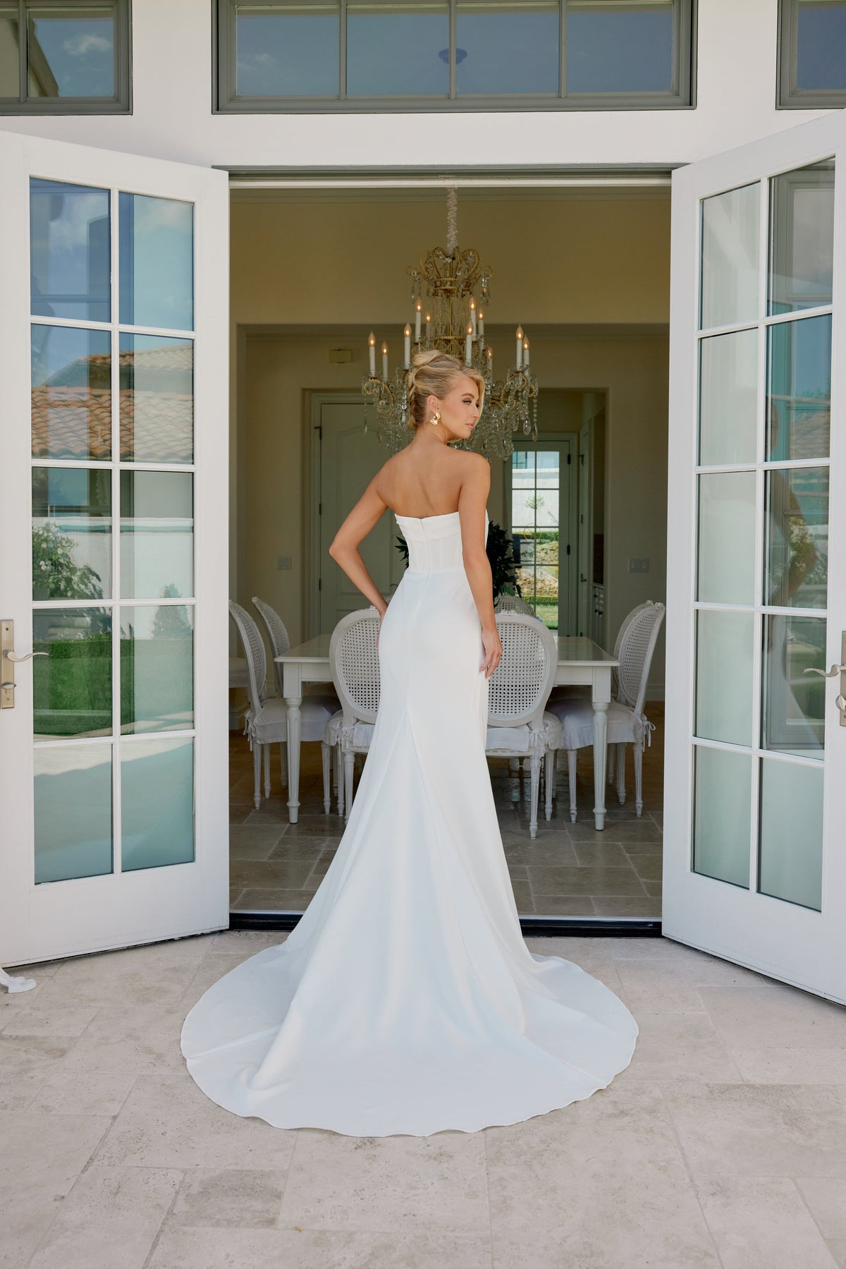 Nox Anabel JE1084 Strapless Satin Fitted Long Corset Wedding Dress with Train