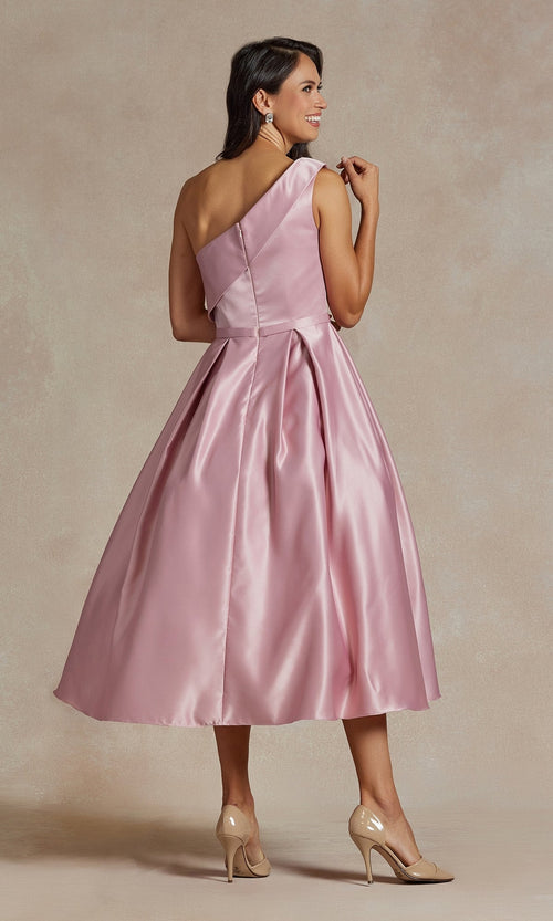 Nox Anabel JE931 Simple One-Shoulder Tea-Length Dress