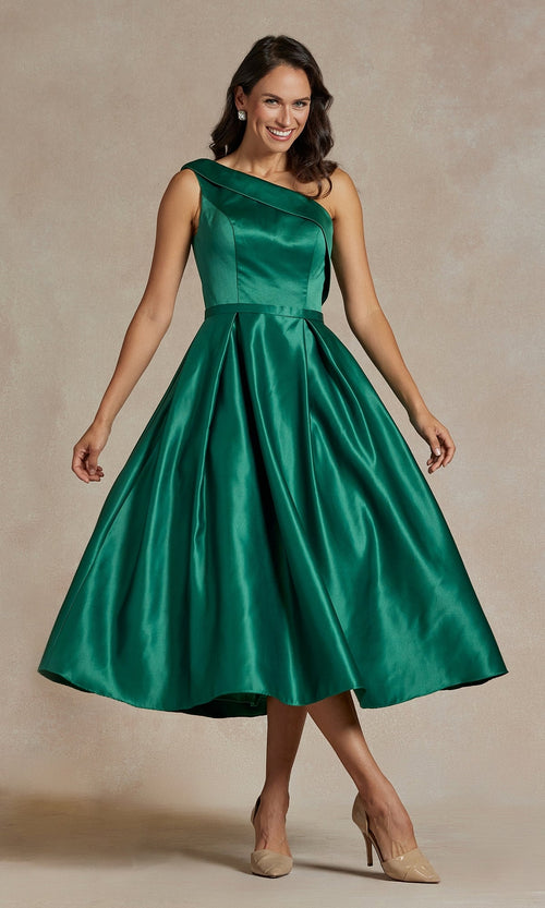 Nox Anabel JE931 Simple One-Shoulder Tea-Length Dress