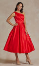 Simple One-Shoulder Tea-Length Dress JE931