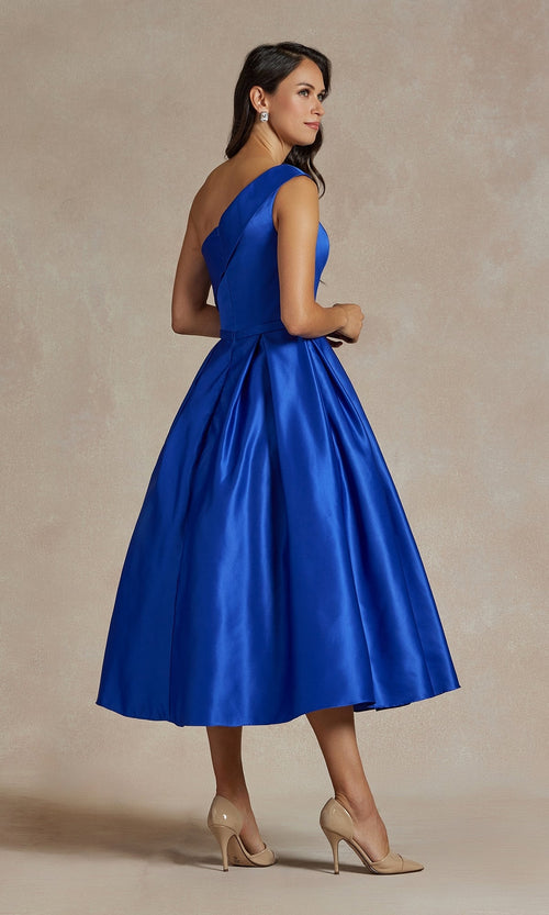 Nox Anabel JE931 Simple One-Shoulder Tea-Length Dress