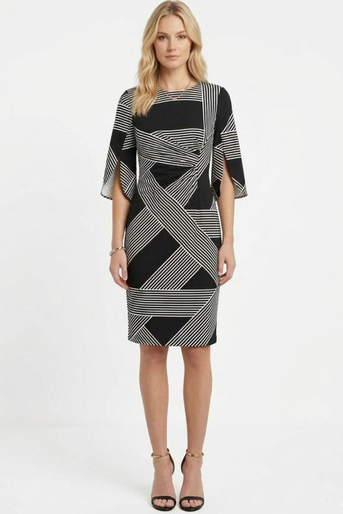 Jessica Rose SCP383 Split Sleeve Geometric Sheath Day Dress