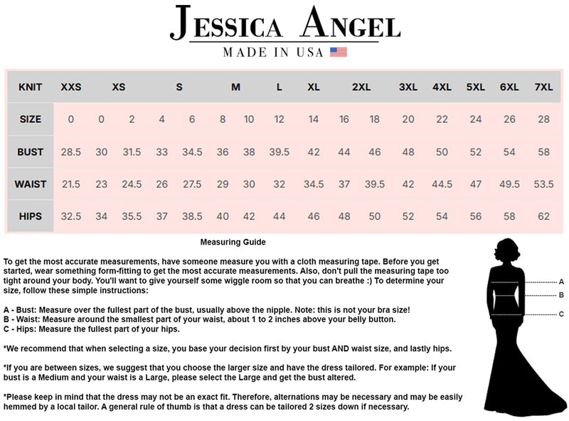 Jessica Angel Size Chart