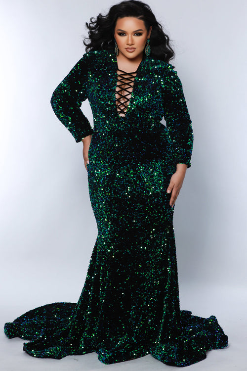 Sydney's Closet Peacock Evening Dress
