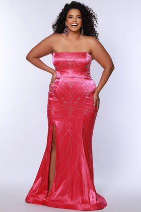 Johnathan Kayne JK2509 Plus Size Strapless Sweetheart Satin Mermaid Gown