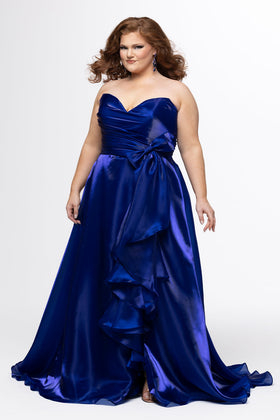 Johnathan Kayne JK2608 Plus Size Strapless Sweetheart Organza A-Line Gown