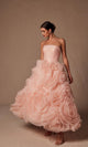 Peach Strapless Prom Ball Gown by Nox Anabel JQ1037