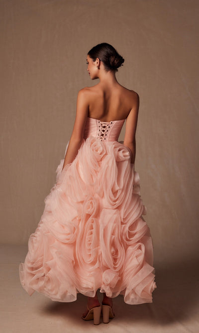 Nox Anabel JQ1037 Peach Strapless Prom Ball Gown