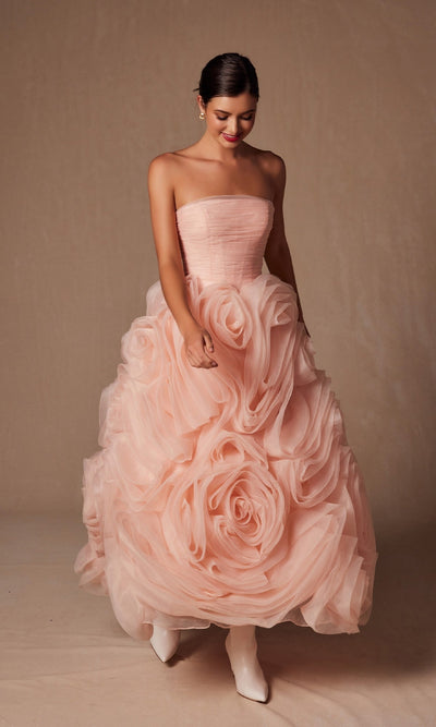 Nox Anabel JQ1037 Peach Strapless Prom Ball Gown
