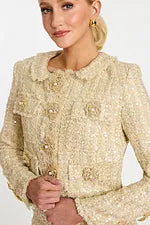 Sequin Tweed Pant Suit Embellished Jacket & Wide Leg Pants Formal Set by Jovani 45244