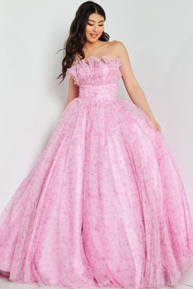 Jovani 26209 Glitter Long Ball Gown Printed Prom Dress