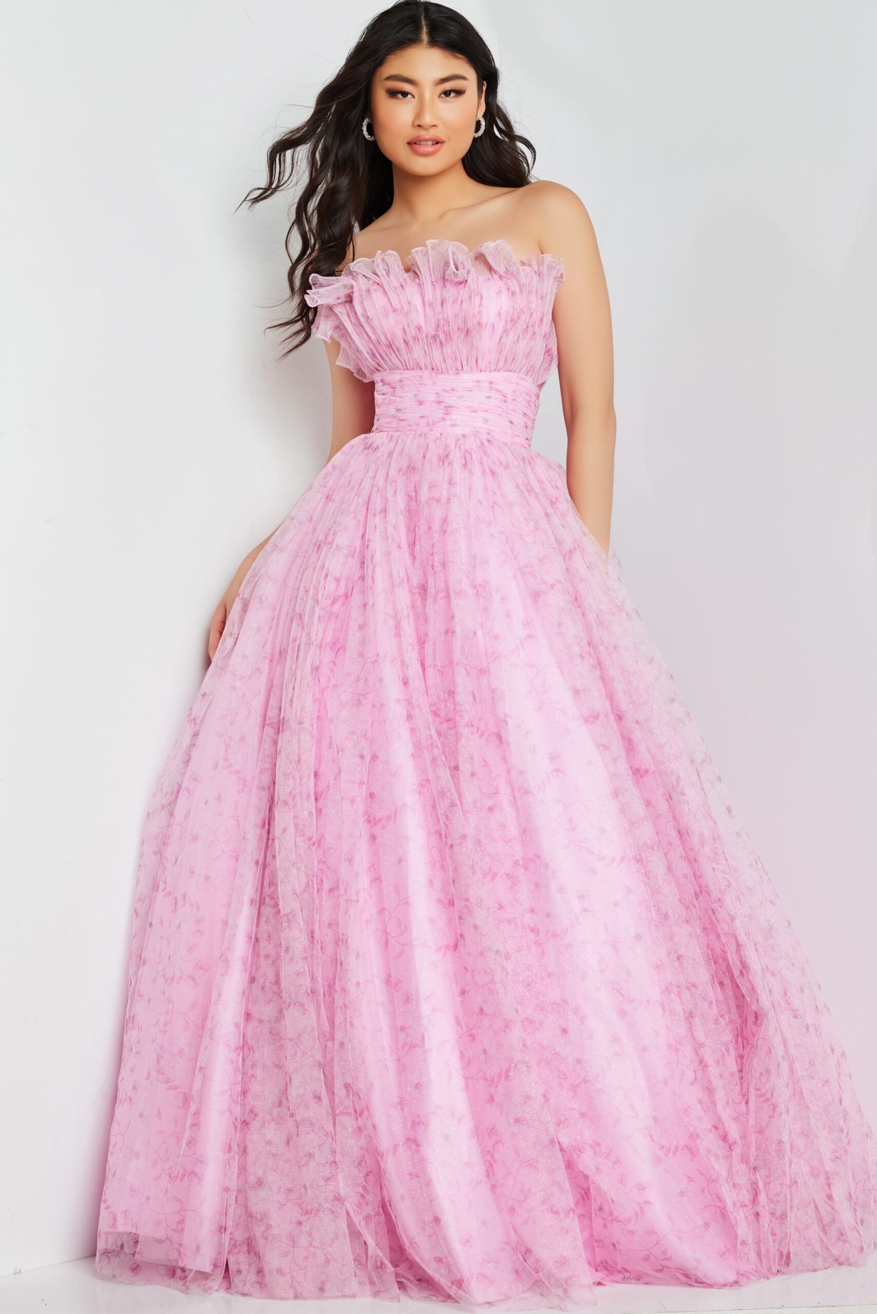Jovani 26209 Glitter Long Ball Gown Printed Prom Dress